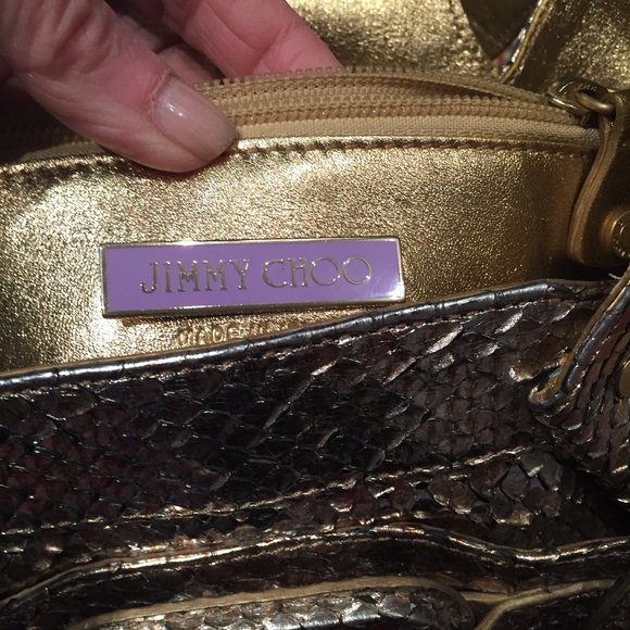 Jimmy Choo Tulita Gold Python Handbag - Picture 4 of 6